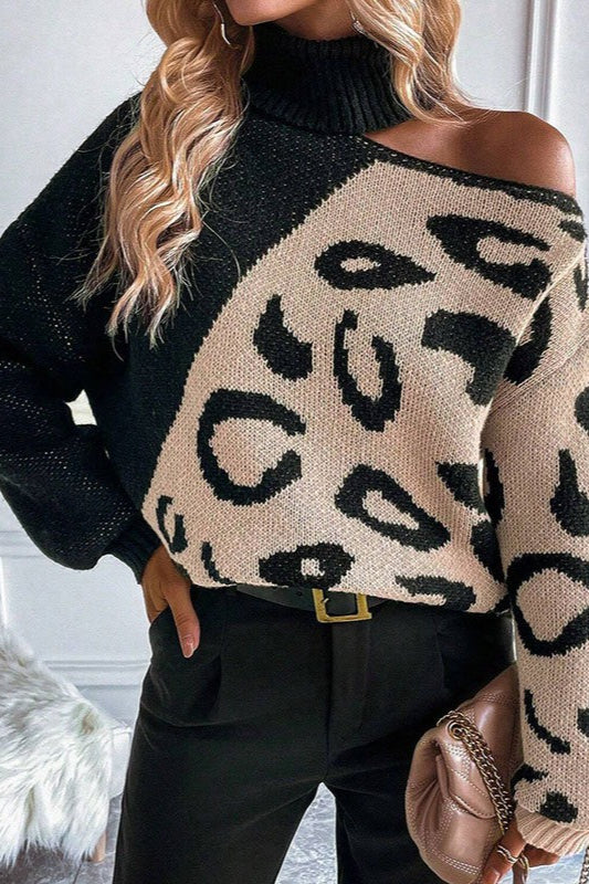 Leopard Patchwork Off Shoulder Sweater Secondary image