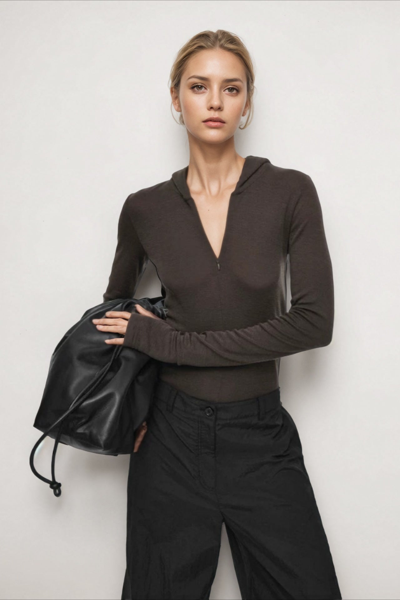 Half Zip Hooded Knit Top Main image