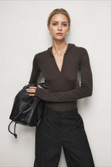 Half Zip Hooded Knit Top