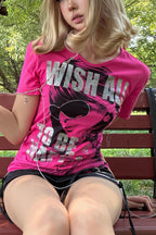 Rhinestone Skull Graphic Fitted Short Sleeve T-Shirt