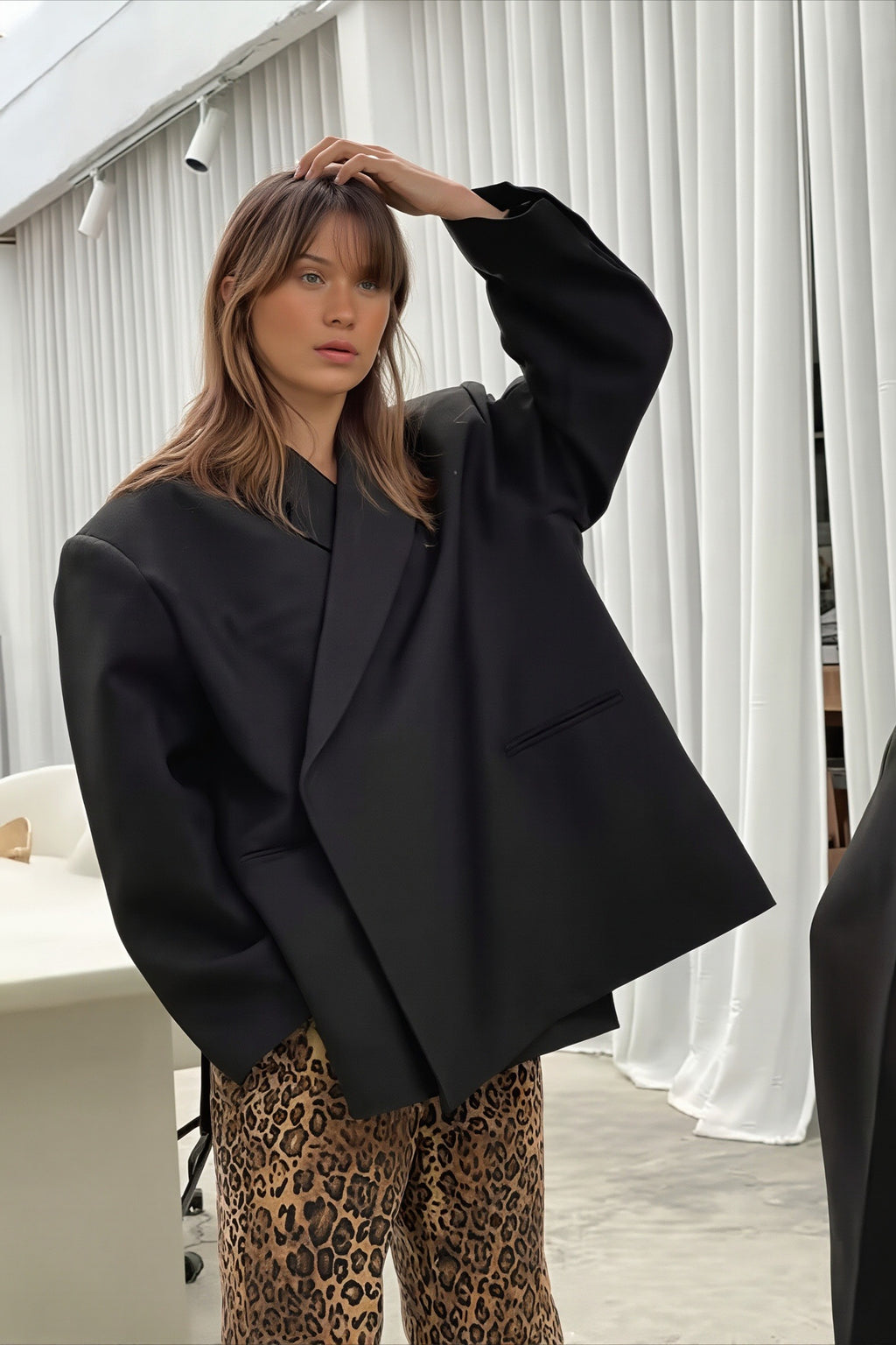 Double Breasted Side Slit Relaxed Longline Coat