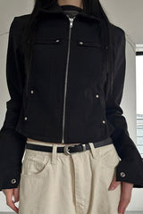 Studded Notch Collar Zip Jacket