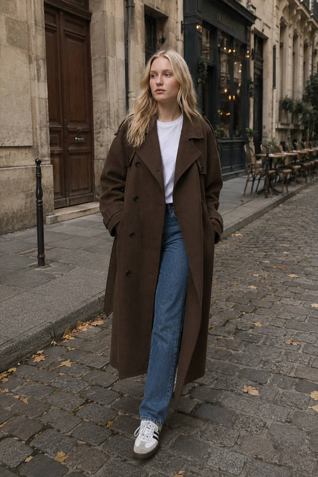 Solid Color Long Sleeve Trench Overcoat