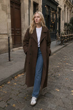 Solid Color Long Sleeve Trench Overcoat