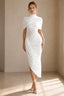 Ruched Turtleneck Midi Dress
