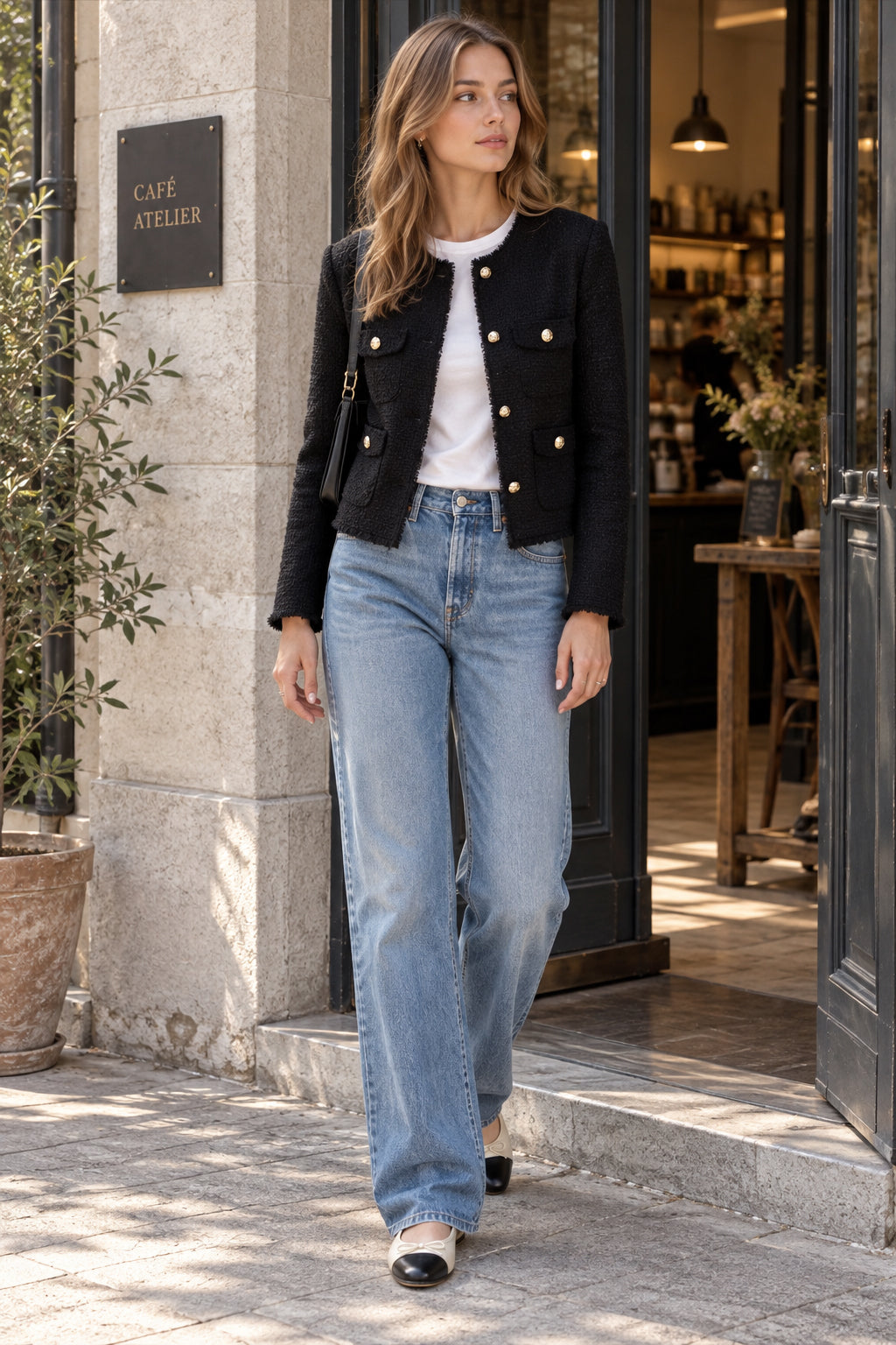 Single Breasted Short Textured Wool Coat