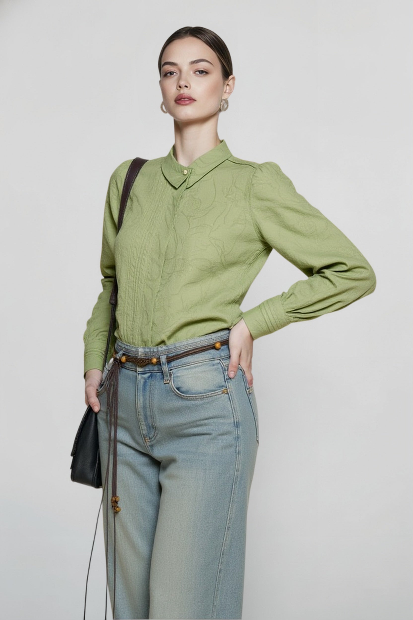 French Linen Unique Collar Blouse Secondary image