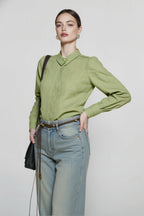 French Linen Unique Collar Blouse