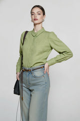 French Linen Unique Collar Blouse