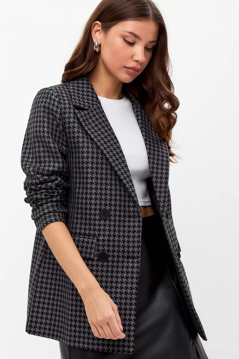Casual Tweed Houndstooth Blazer Secondary image