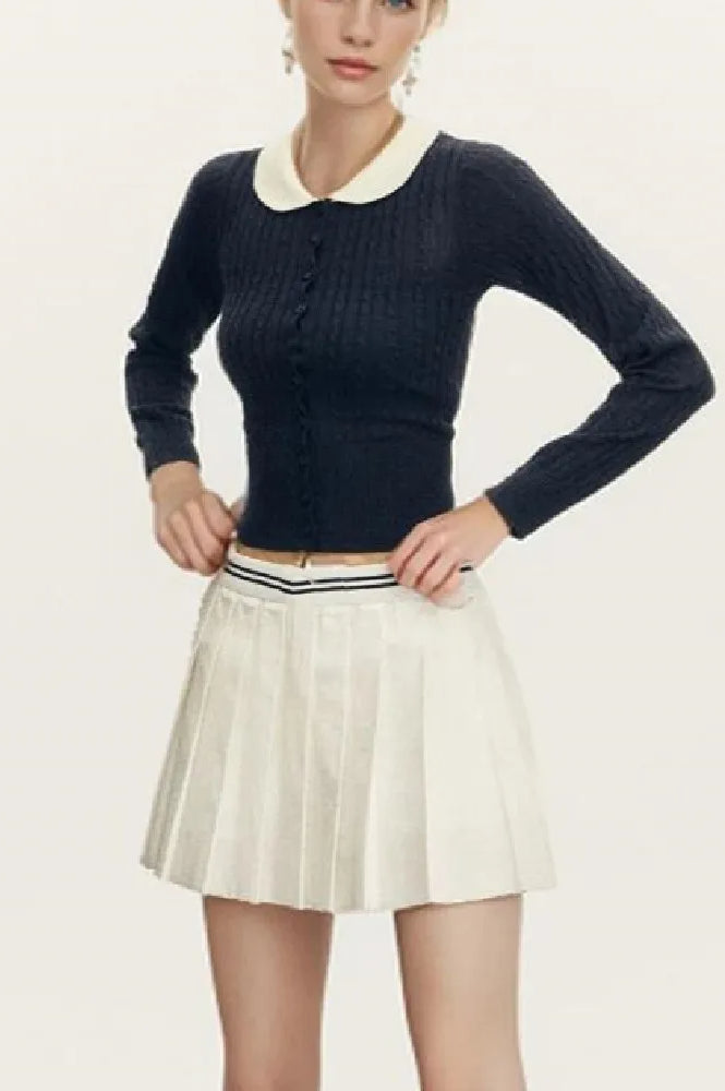 Short Lapel Cable Knit Cardigan Secondary image