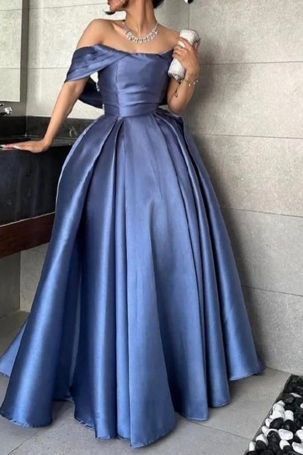 Satin Off Shoulder Ball Gown Prom Dress Main image