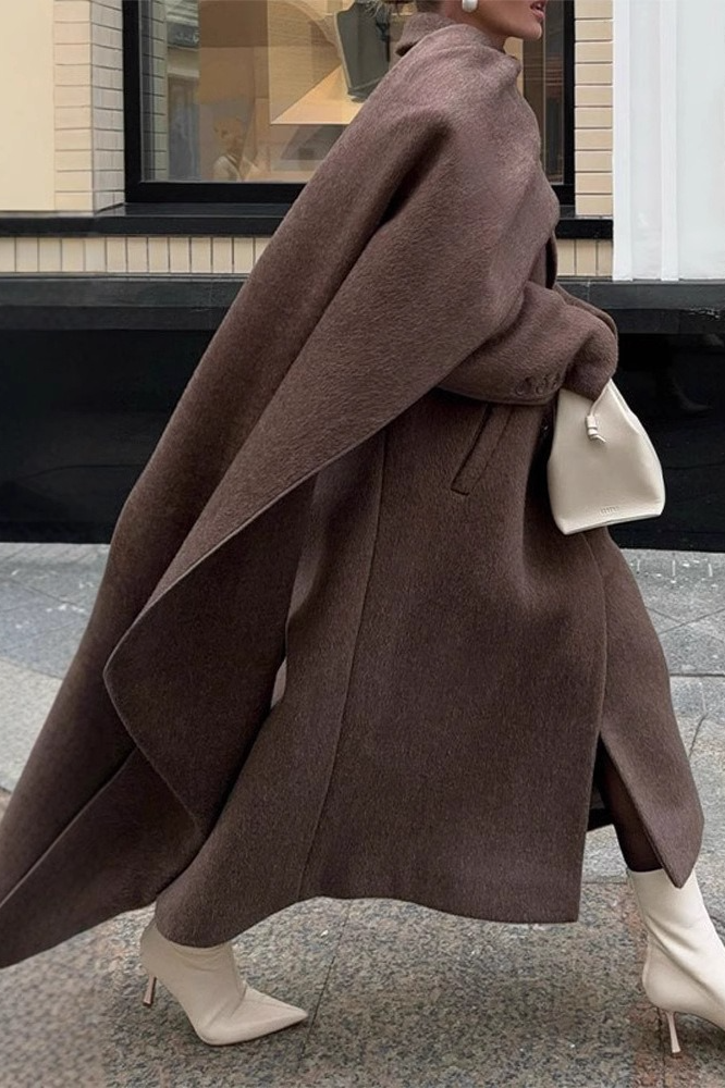 Shawl Collar Extra Long Wool Chic Overcoat Secondary image