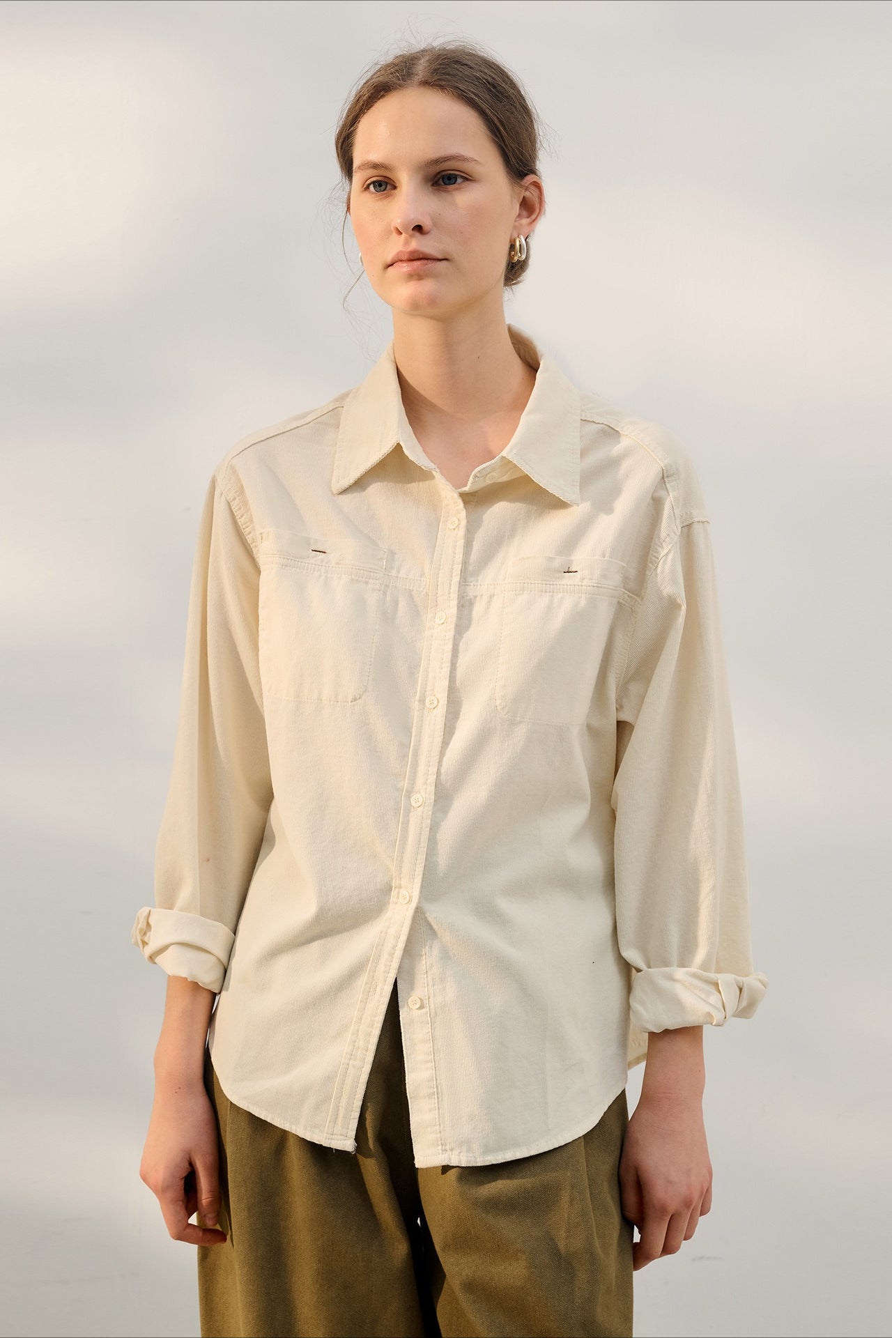 Retro Corduroy Collared Blouse Secondary image