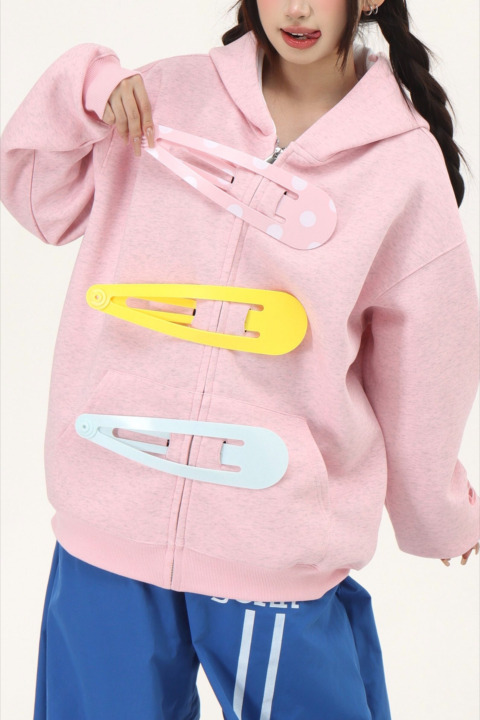 Hair Clip Graphic Oversized Pullover Hoodie Secondary image