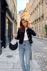 Single Breasted Short Textured Wool Coat