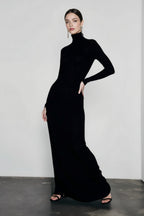 DressBetty - 2024 Elegant Spring Turtleneck Knitted Ribbed Sheath Midi Bodycon Dress