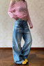 Vintage Washed Distressed Wide Leg Streetwear Jeans