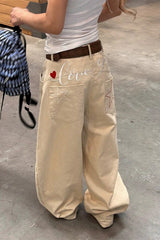 American Vintage Embroidered Wide Jeans