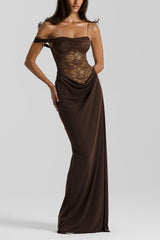 Sexy Lace Panel Tank Maxi Bodycon Dress