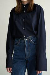 Cotton Bow Tie Collar Blouse