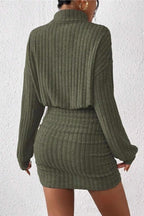 Knit Turtleneck Long Sleeve Bodycon Sweater Dress