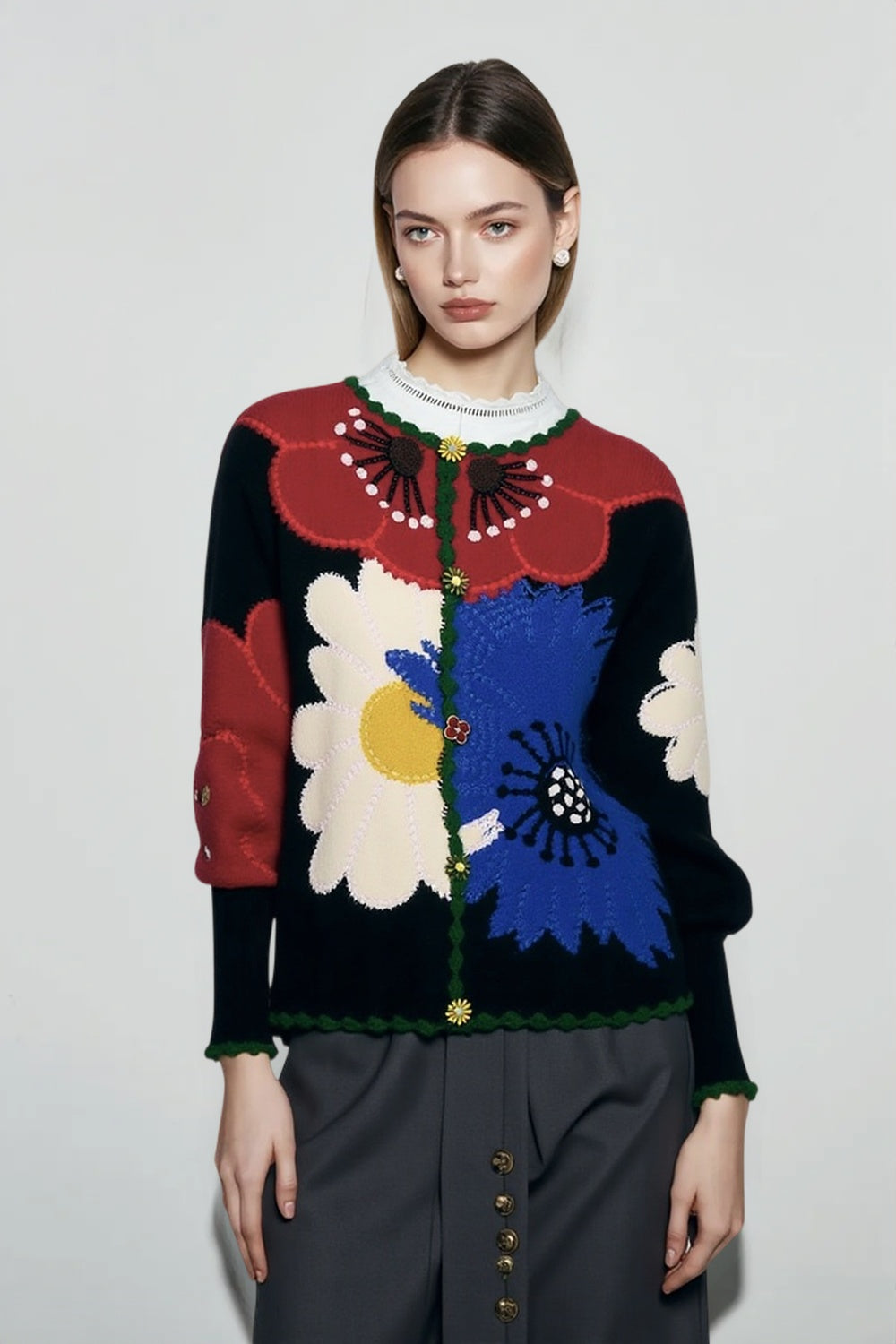 Vintage Floral Embroidered Knit Cardigan Secondary image