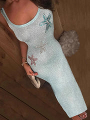 Sequined Knit Sleeveless Slim Summer Dress