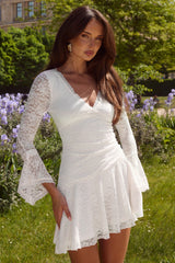 Sexy Irregular Hem Mini Lace Dress