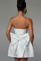 Bow Detail Jacquard Mini Birthday Dress
