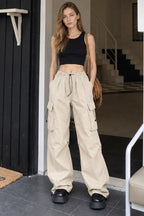 Casual Straight Wide Leg Pockets Joggers Trousers