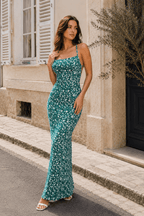 Backless Mermaid Strap Long Floral Dress