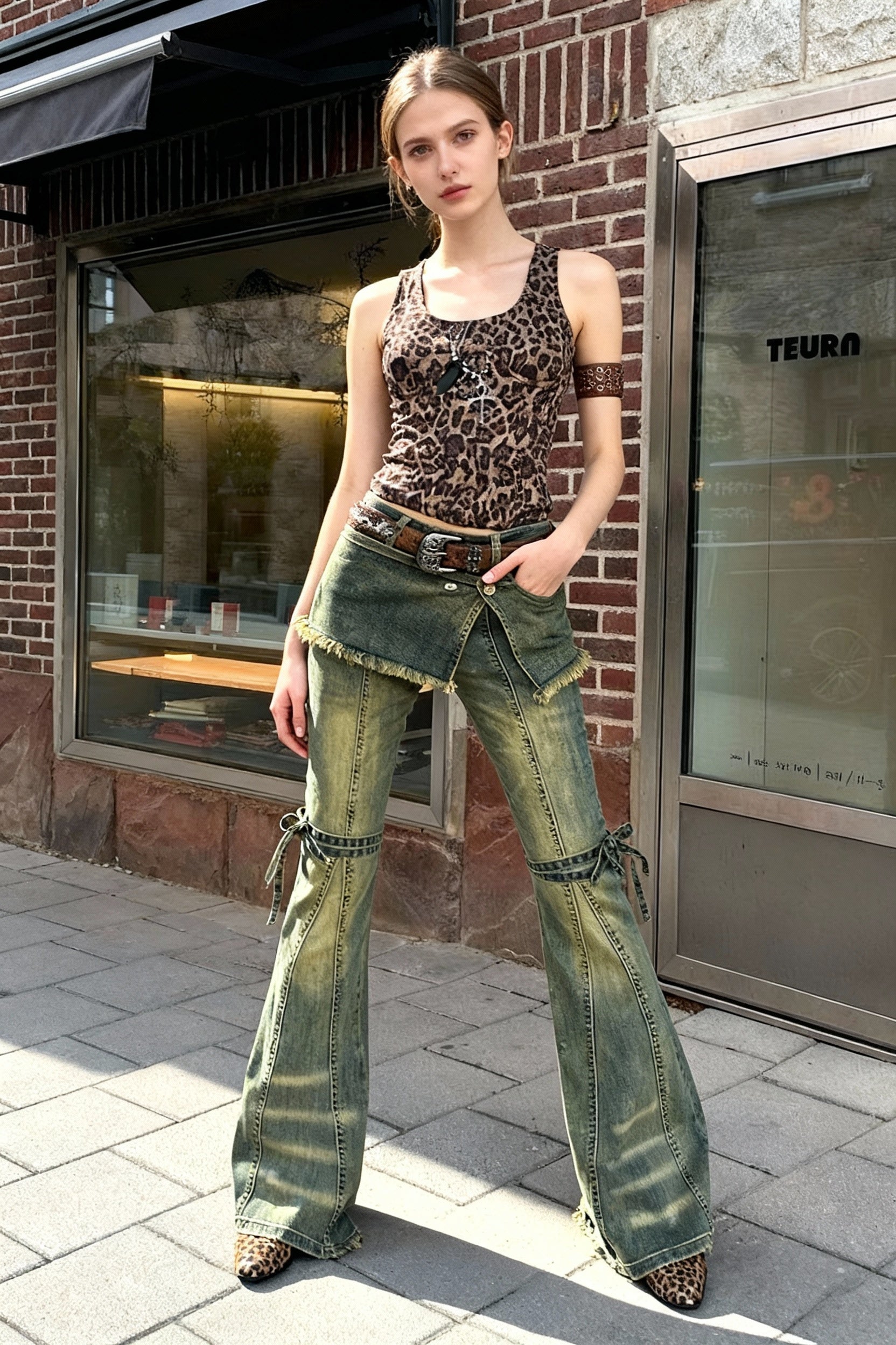 Blue Baggy High Waist Cargo Jeans Main image