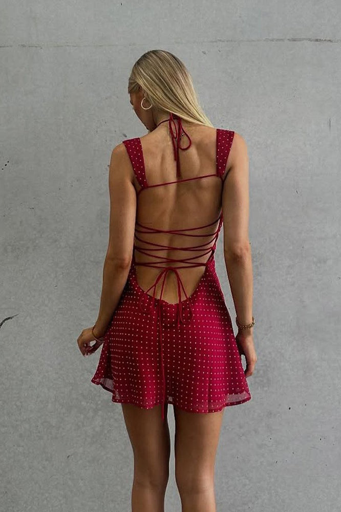 Open Back Spaghetti Strap Mini Dress Secondary image