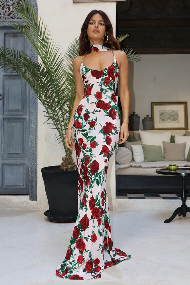 Floral Deep V Backless Maxi Dress Main image