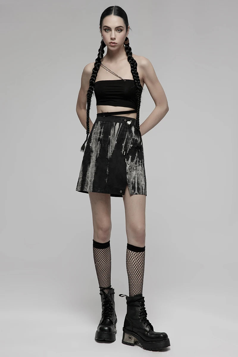 Women's Side Slit Small Sexiness Tie Dyed A-line Mini Daily High Waist Fashion  Skirt Main image