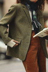 Tailored Wool Crepe Solid Color Blazer