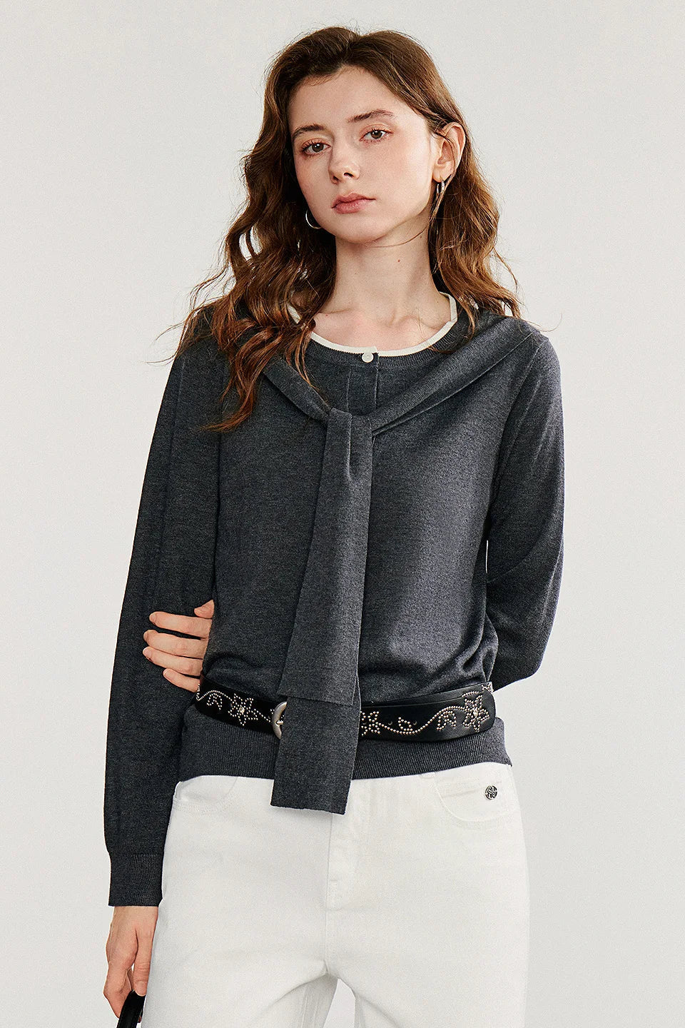 Shawl Layered Knit Cardigan Secondary image