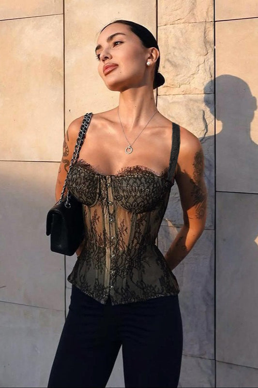 Lace Up Corset Waist Strapless Cami Top Main image