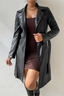 PU Slim Fit Lapel Long Sleeve Overcoat