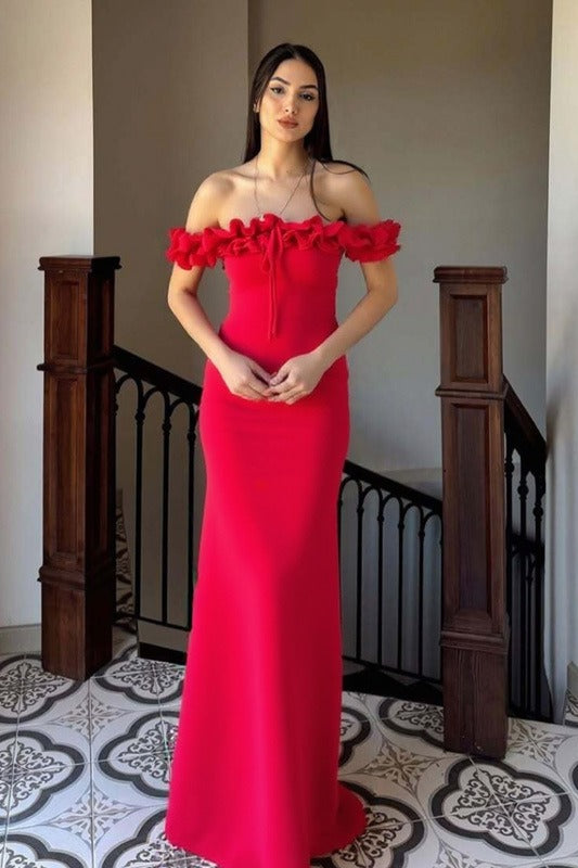 Ruffle Trim Bardot Party Dress Secondary image