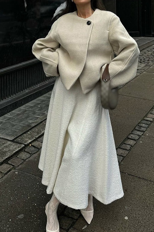 Winter Wool Round Neck Cropped Coat Main image