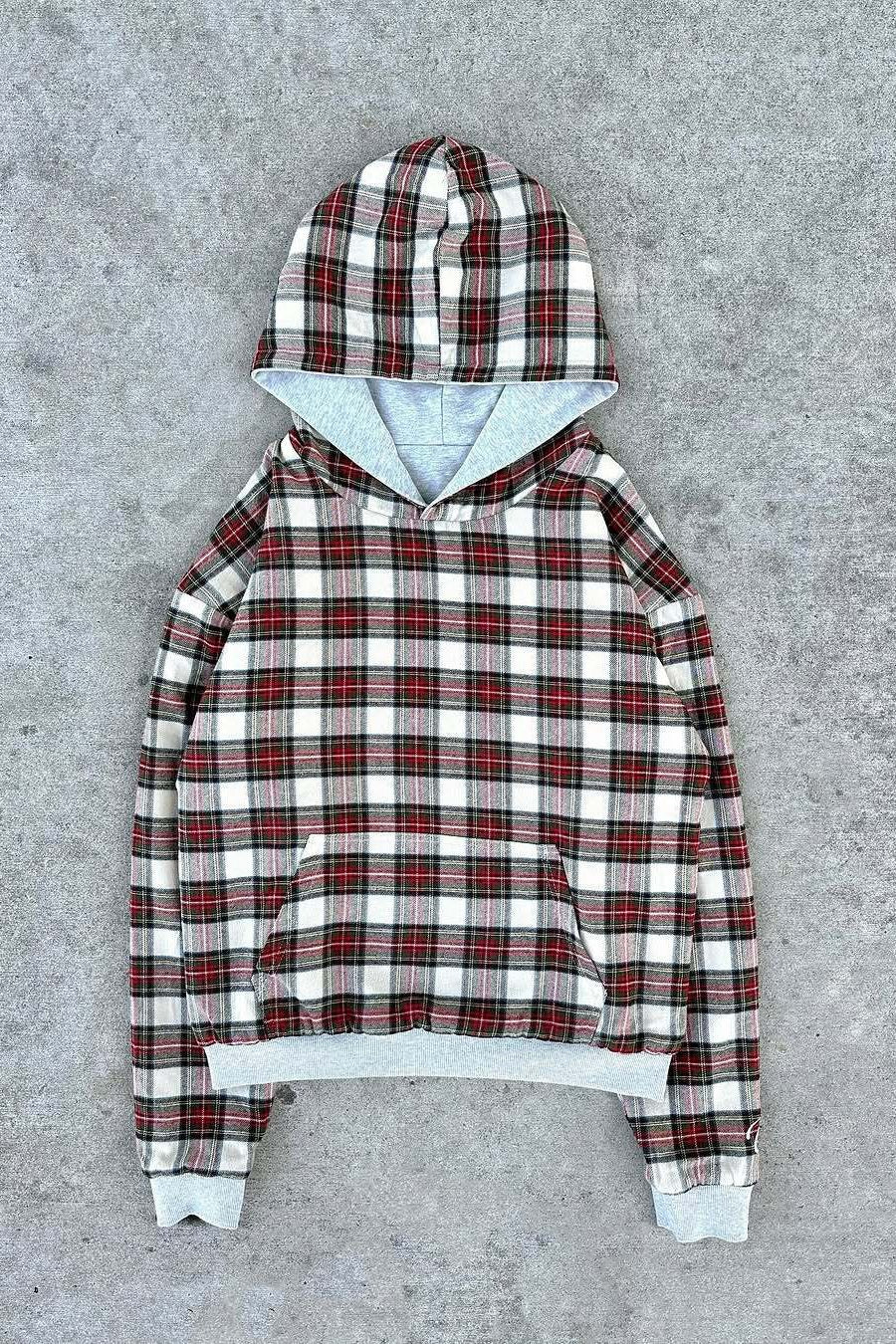 Reversible Plaid Colorblock Kangaroo Pocket Hoodie
