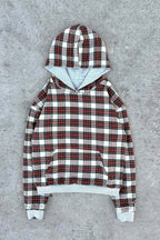 Reversible Plaid Colorblock Kangaroo Pocket Hoodie