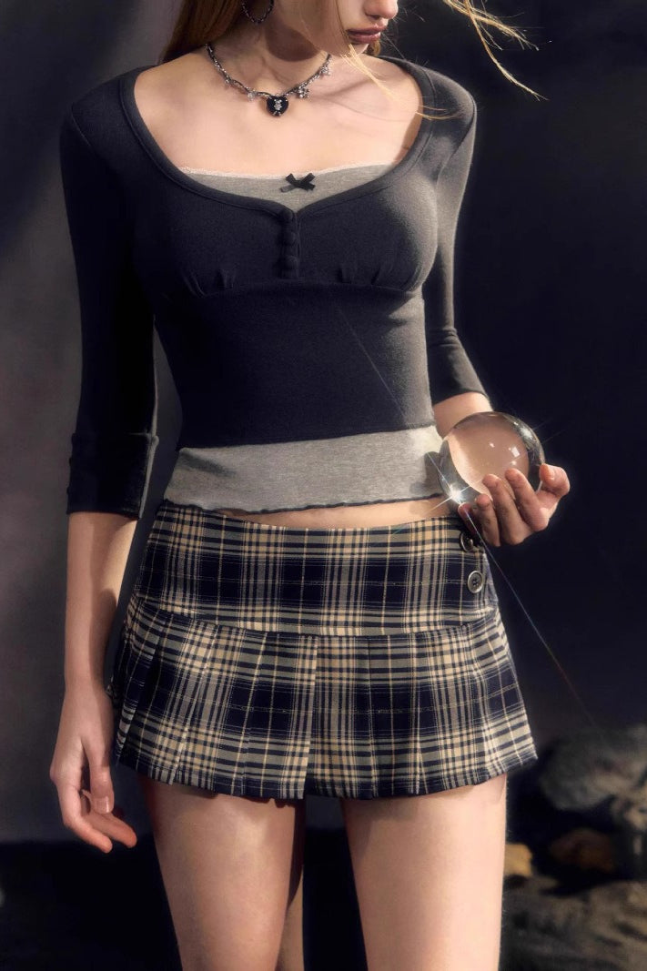 Plaid Low Waist A line Mini Skirt Main image