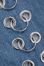 Metal Hole Hollow Out Straight Jeans