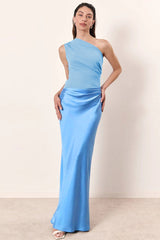 Sexy Chic Asymmetric Shoulder Ruched Bodycon Cocktail Dress