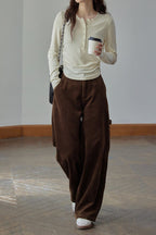 Mocha Brown Brushed Slim Fit Long Sleeve Tee