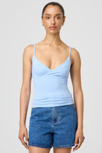 Twist Front V-Neck Cami Fitted Crop Top