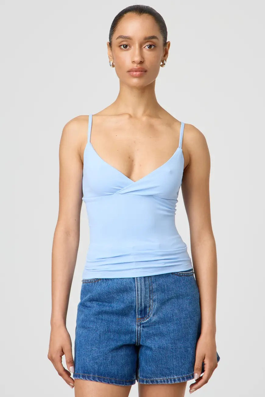 Twist Front V-Neck Cami Fitted Crop Top
